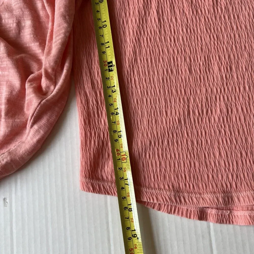 Free People Day Lily Puff Sleeve Blouse Top Women's Size S Coral Pink Boho